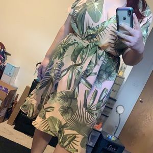 Ruffled tropical wrap dress